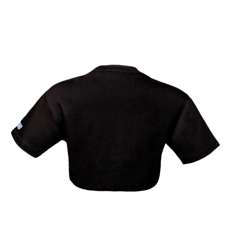 T-Shirt cropped con scritta 13eyond ricamata bianca lato manica - contrasto - immagine 3