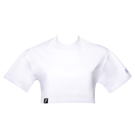 T-Shirt cropped con scritta 13eyond ricamata lato manica - tono su tono - immagine 7