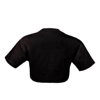 T-Shirt cropped con logo bianco ricamato fronte