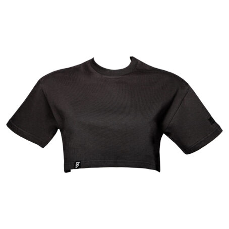 T-Shirt cropped con scritta 13eyond ricamata lato manica - tono su tono - immagine 4