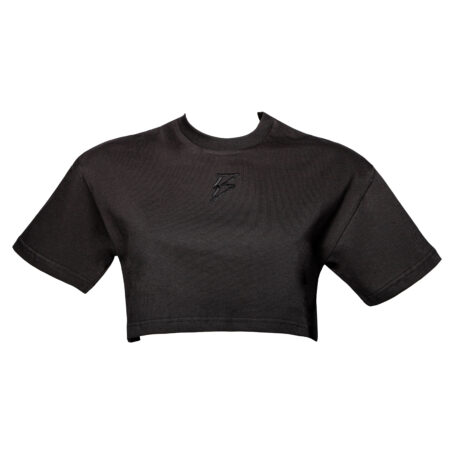 T-Shirt cropped con logo ricamato su fronte - tono su tono - immagine 3