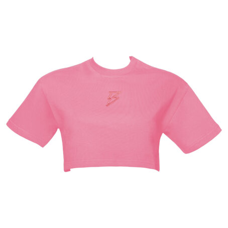 T-Shirt cropped con logo ricamato su fronte - tono su tono - immagine 5