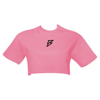 T-Shirt cropped con logo nero ricamato fronte