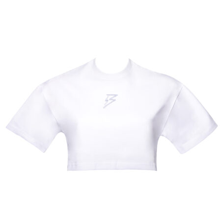 T-Shirt cropped con logo ricamato su fronte - tono su tono